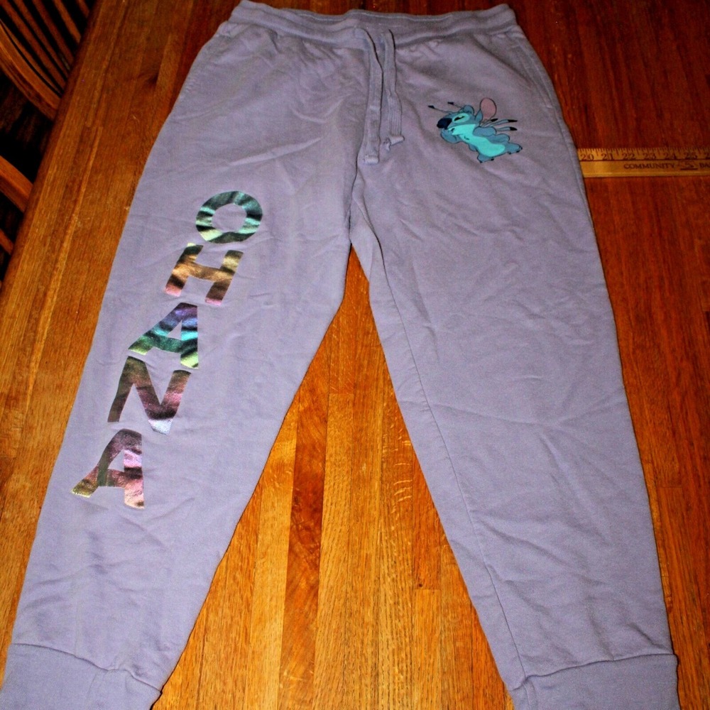 Disney Stitch Sweatpants Juniors XL‎ 15-17 Purple Drawstring Sweatpants Joggers